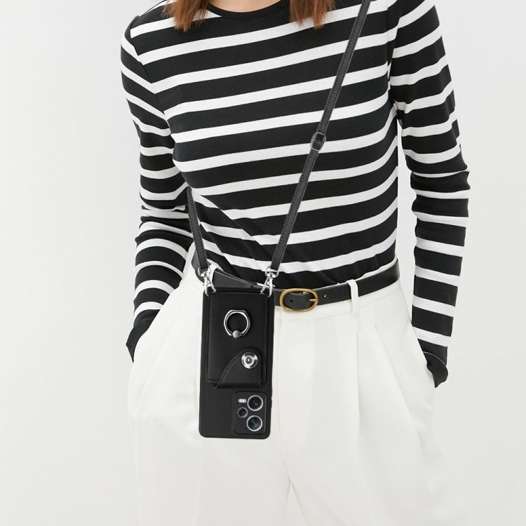 For Xiaomi Redmi Note 12 Pro 5G Global Organ Card Bag Ring Holder Phone Case with Long Lanyard(Black) - Xiaomi Cases by PMC TechLife | Online Shopping South Africa | PMC TechLife | Buy Now Pay Later Mobicred