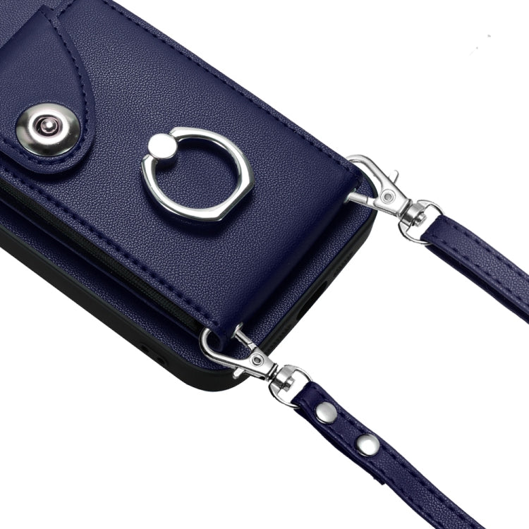 For Xiaomi Redmi 13C 4G / Poco C65 Organ Card Bag Ring Holder Phone Case with Long Lanyard(Blue) - free shipping - PMC TechLife - Order now!