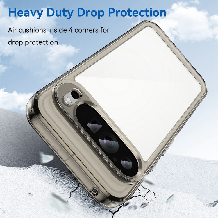For Google Pixel 9 Pro Colorful Series Acrylic Hybrid TPU Phone Case(Transparent Grey) - Google Cases by PMC TechLife | Online Shopping South Africa | PMC TechLife | Buy Now Pay Later Mobicred