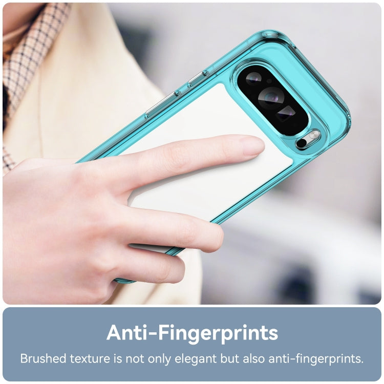 For Google Pixel 9 Pro Colorful Series Acrylic Hybrid TPU Phone Case(Transparent Blue) - Google Cases by PMC TechLife | Online Shopping South Africa | PMC TechLife | Buy Now Pay Later Mobicred