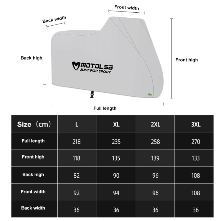 MOTOLSG Motorcycle Waterproof Sunproof Dustproof Thickening Cover, Size:L(Silver Black) - free shipping - PMC TechLife - Order now!