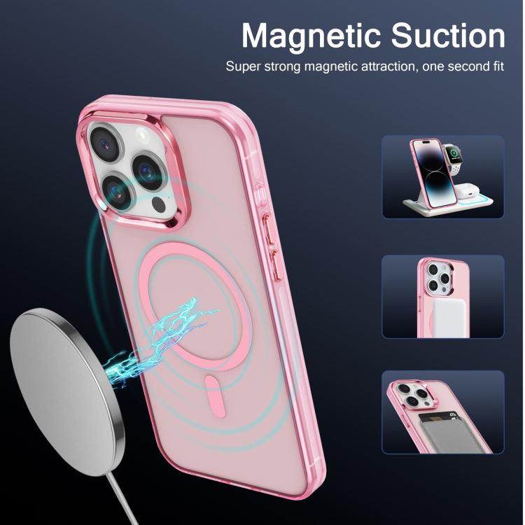 For iPhone 14 Pro Electroplated IMD Magsafe PC Hybrid TPU Phone Case(Pink) - iPhone 14 Pro Cases by PMC TechLife | Online Shopping South Africa | PMC TechLife