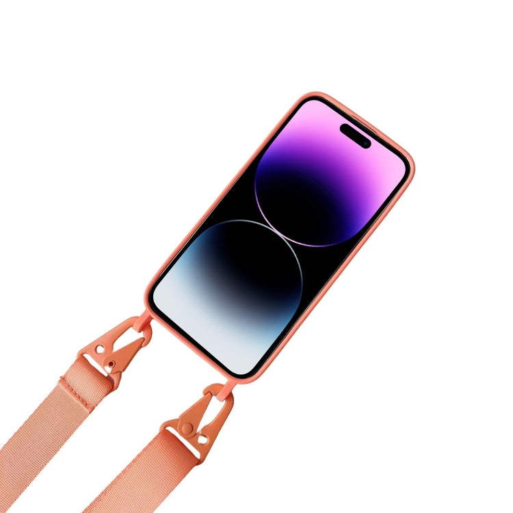 For iPhone 16 Plus Card Slot Liquid Silicone Phone Case with Lanyard(Orange) - iPhone 16 Plus Cases by PMC TechLife | Online Shopping South Africa | PMC TechLife | Buy Now Pay Later Mobicred