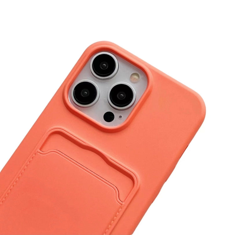 For iPhone 16 Plus Card Slot Liquid Silicone Phone Case with Lanyard(Orange) - iPhone 16 Plus Cases by PMC TechLife | Online Shopping South Africa | PMC TechLife | Buy Now Pay Later Mobicred