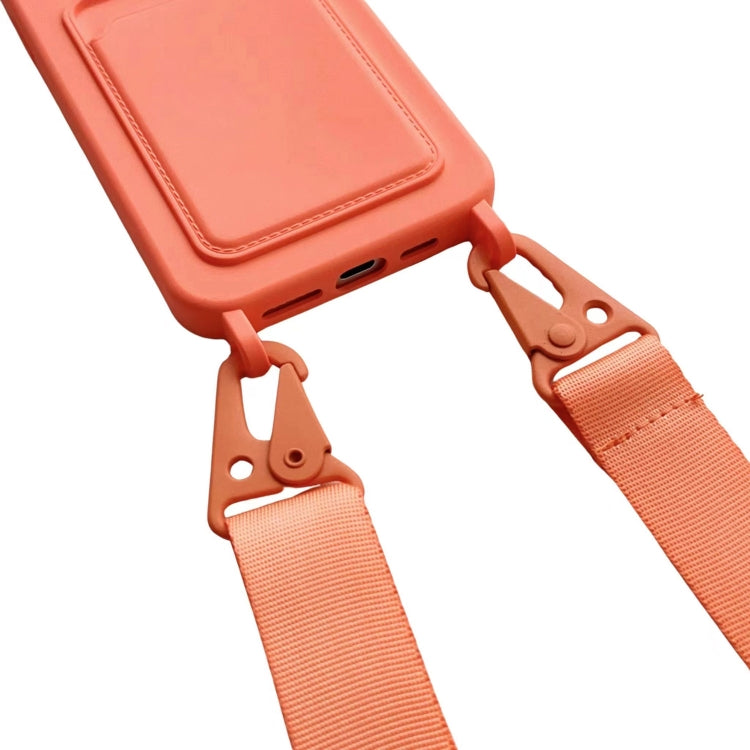 For iPhone 16 Pro Card Slot Liquid Silicone Phone Case with Lanyard(Rose Red) - iPhone 16 Pro Cases by PMC TechLife | Online Shopping South Africa | PMC TechLife | Buy Now Pay Later Mobicred