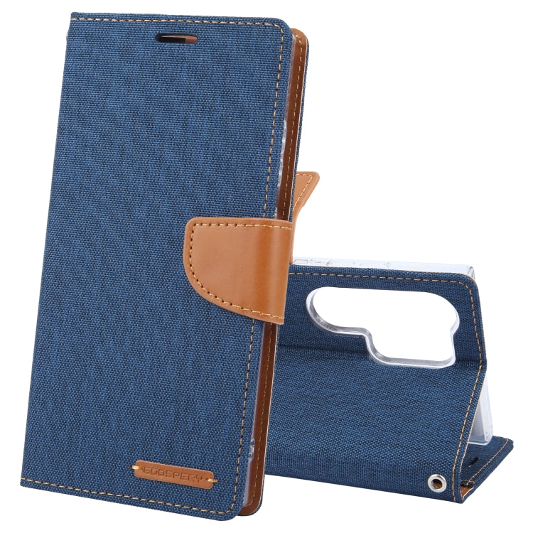 For Samsung Galaxy S24 Ultra 5G GOOSPERY CANVAS DIARY Fabric Texture Flip Leather Phone Case(Navy Blue) - free shipping - PMC Jewellery - Order now!