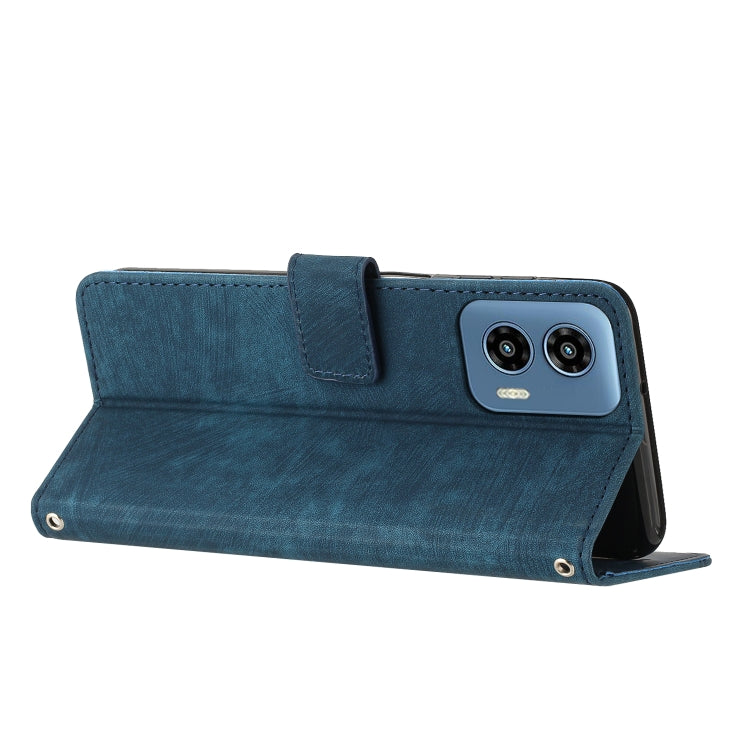 For Motorola Moto G Play 5G 2024 / G 5G 2024 Skin Feel Stripe Pattern Leather Phone Case with Long Lanyard(Blue) - Motorola Cases by PMC Jewellery | Online Shopping South Africa | PMC Jewellery | Buy Now Pay Later Mobicred