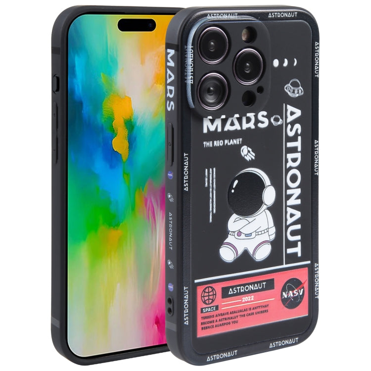 For iPhone 16 Pro Max Astronaut Pattern Silicone Straight Edge Phone Case(Mars Astronaut-Black) - iPhone 16 Pro Max Cases by PMC TechLife | Online Shopping South Africa | PMC TechLife | Buy Now Pay Later Mobicred