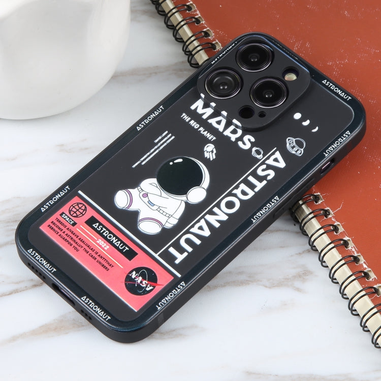 For iPhone 16 Pro Max Astronaut Pattern Silicone Straight Edge Phone Case(Mars Astronaut-Black) - iPhone 16 Pro Max Cases by PMC TechLife | Online Shopping South Africa | PMC TechLife | Buy Now Pay Later Mobicred