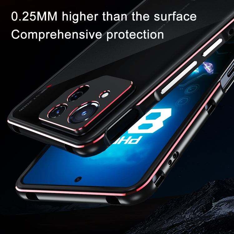For ASUS ROG Phone 8 Lens Protector + Metal Frame Phone Case(Black Red) - ASUS Cases by PMC TechLife | Online Shopping South Africa | PMC TechLife | Buy Now Pay Later Mobicred