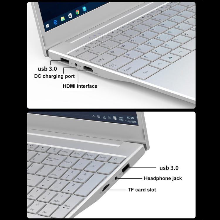 V8 15.6 inch Ultrathin Laptop, 16GB+128GB, Windows 10 Intel Processor N95 Quad Core(Silver) - Others by PMC TechLife | Online Shopping South Africa | PMC TechLife