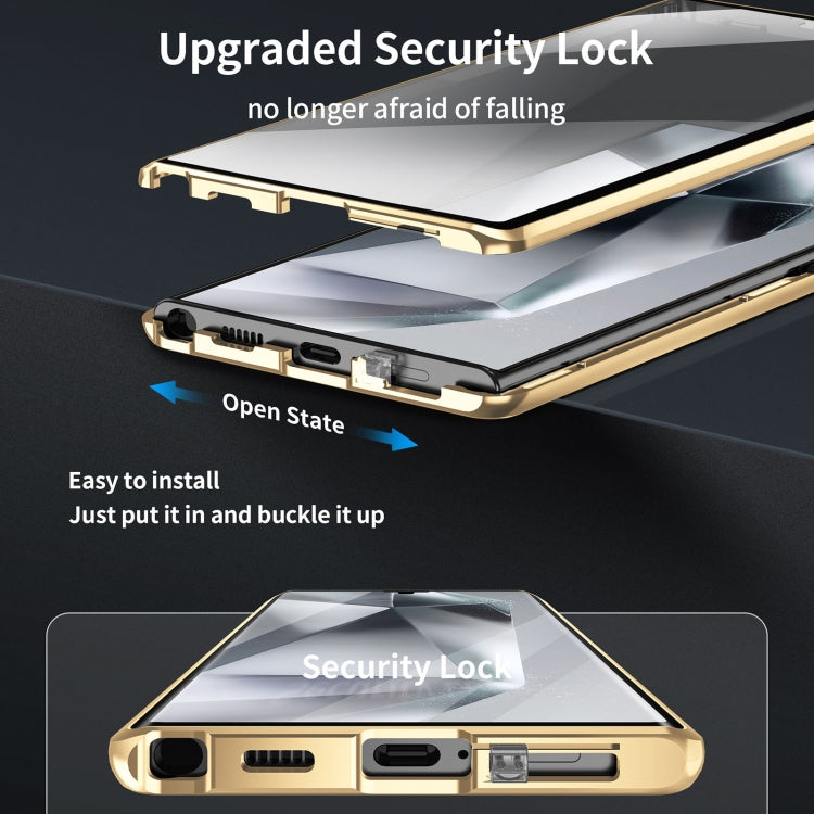 For Samsung Galaxy S23 Ultra 5G MagSafe Magnetic HD Frosted Tempered Glass Holder Phone Case(Gold) - Galaxy S23 Ultra 5G Cases by PMC TechLife | Online Shopping South Africa | PMC TechLife
