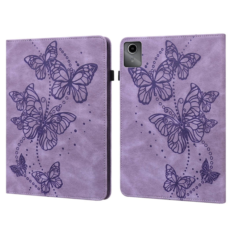 For Lenovo Tab M11 / Xiaoxin Pad 11 2024 Embossed Butterfly Pattern Leather Tablet Case(Purple) - Lenovo by PMC Jewellery | Online Shopping South Africa | PMC Jewellery | Buy Now Pay Later Mobicred