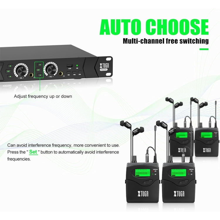 XTUGA RW2090 Professional Stage Wireless 2 Channel In Ear Monitoring System 2 in 1(AU Plug) - Microphone by XTUGA | Online Shopping South Africa | PMC TechLife | Buy Now Pay Later Mobicred
