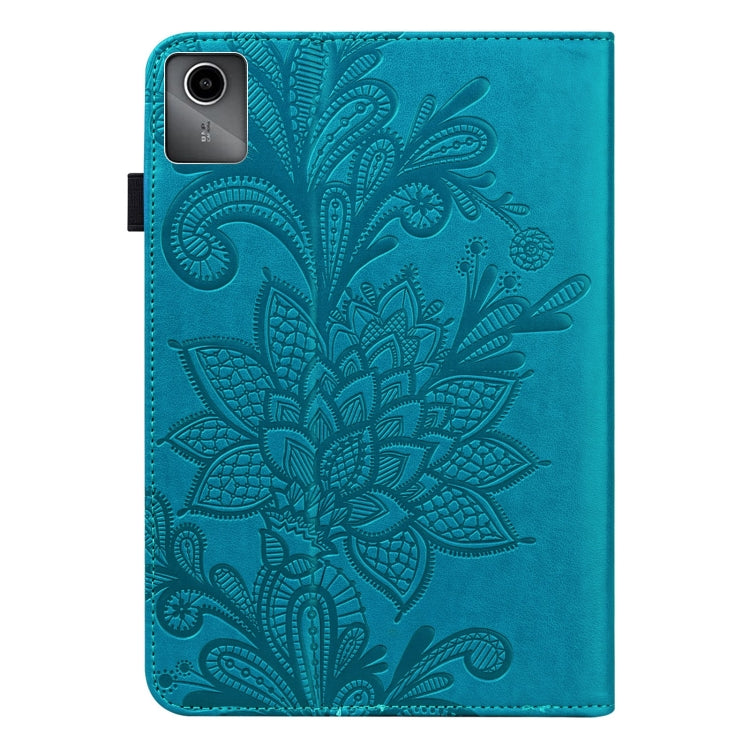 For Lenovo Tab M11 / Xiaoxin Pad 11 2024 Lace Flower Embossing Pattern Leather Tablet Case(Blue) - Lenovo by PMC Jewellery | Online Shopping South Africa | PMC Jewellery | Buy Now Pay Later Mobicred
