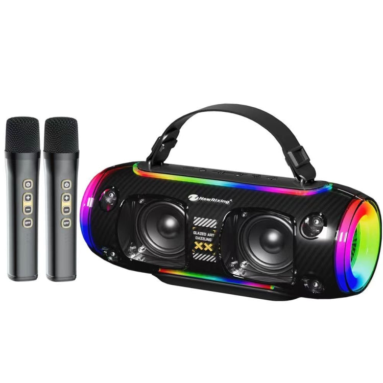New Rixing NR8806 Portable Outdoor Wireless Bluetooth Speaker RGB Colorful Subwoofer, Style:Dual Mic(Black) - free shipping - PMC Jewellery - Order now!