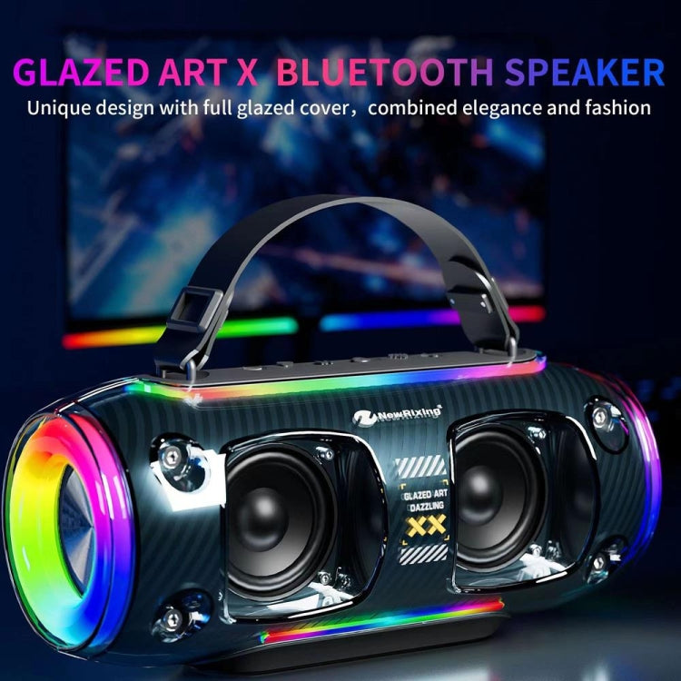 New Rixing NR8806 Portable Outdoor Wireless Bluetooth Speaker RGB Colorful Subwoofer, Style:Single Mic(Black) - free shipping - PMC Jewellery - Order now!
