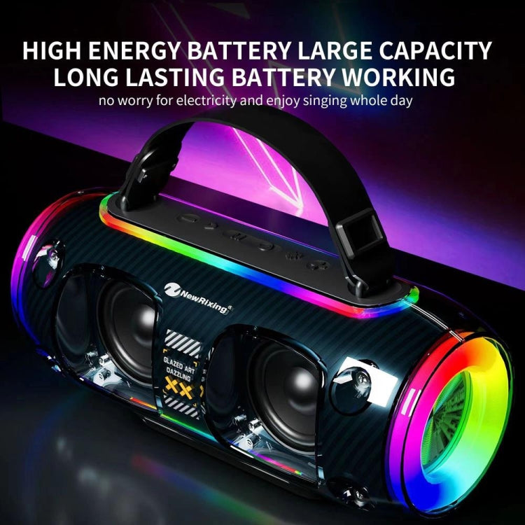 New Rixing NR8806 Portable Outdoor Wireless Bluetooth Speaker RGB Colorful Subwoofer, Style:Dual Mic(Blue) - free shipping - PMC Jewellery - Order now!