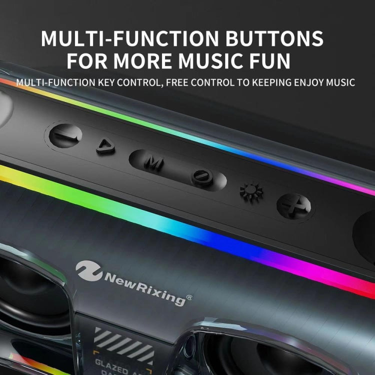 New Rixing NR8806 Portable Outdoor Wireless Bluetooth Speaker RGB Colorful Subwoofer, Style:Dual Mic(Blue) - free shipping - PMC Jewellery - Order now!