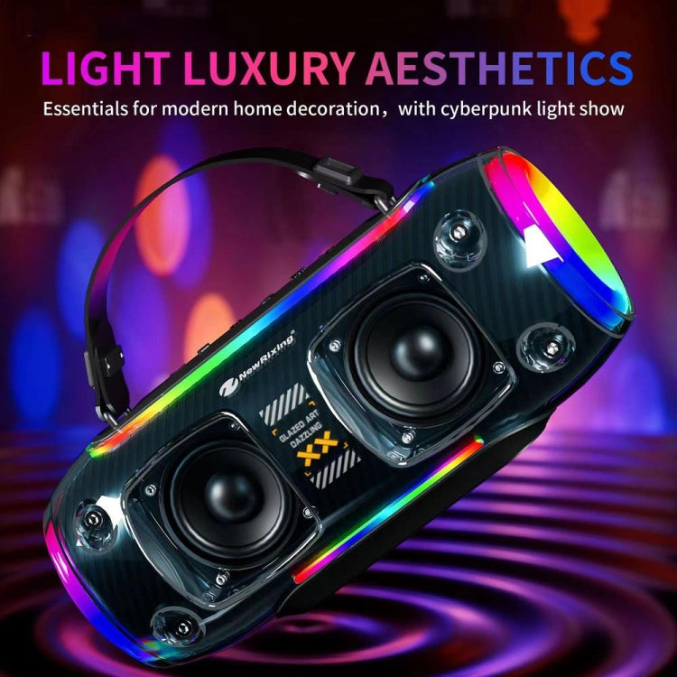 New Rixing NR8806 Portable Outdoor Wireless Bluetooth Speaker RGB Colorful Subwoofer, Style:Dual Mic(Black) - free shipping - PMC Jewellery - Order now!