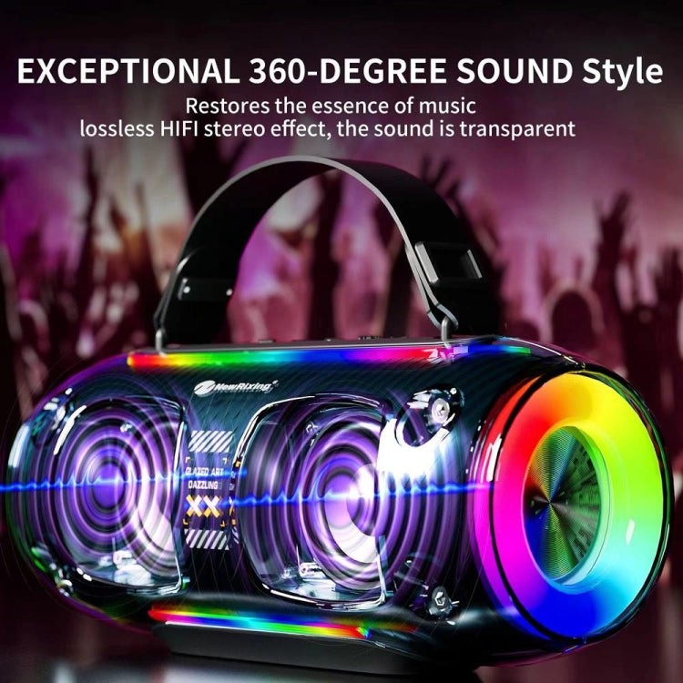 New Rixing NR8806 Portable Outdoor Wireless Bluetooth Speaker RGB Colorful Subwoofer, Style:Single Mic(Blue) - free shipping - PMC Jewellery - Order now!