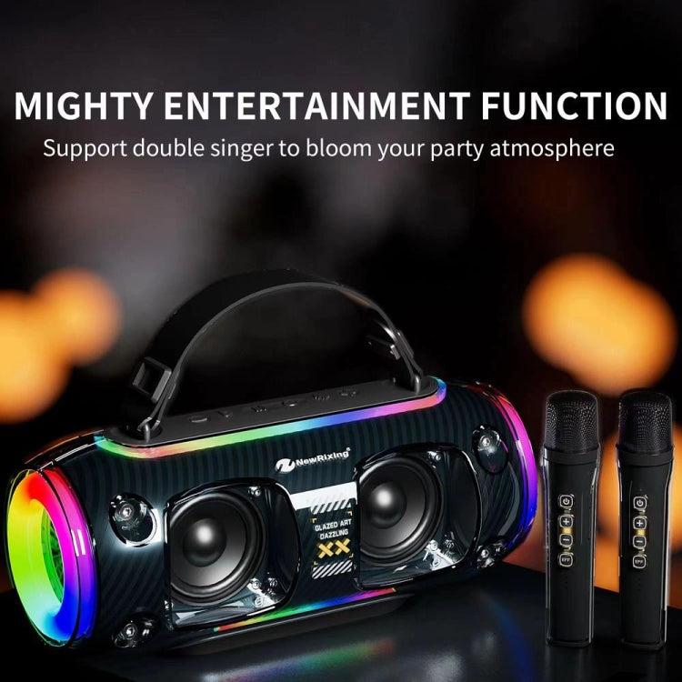 New Rixing NR8806 Portable Outdoor Wireless Bluetooth Speaker RGB Colorful Subwoofer, Style:Dual Mic(Black) - free shipping - PMC Jewellery - Order now!