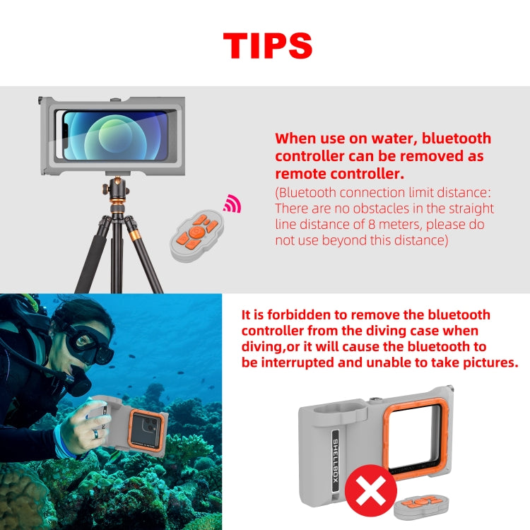 Diving Shell Gen3 Bluetooth Waterproof Phone Case(Grey Orange) - Waterproof Bag by PMC TechLife | Online Shopping South Africa | PMC TechLife | Buy Now Pay Later Mobicred