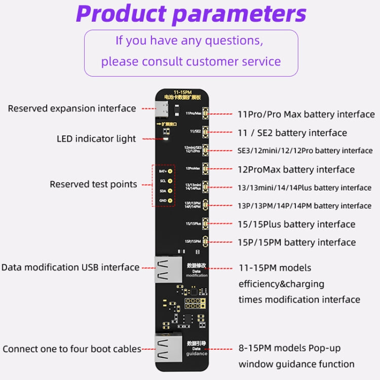 i2C KC02 Battery Data Repair Expansion Board Modifying Battery Efficiency for iPhone 11-15 Pro Max - free shipping - PMC TechLife - Order now!