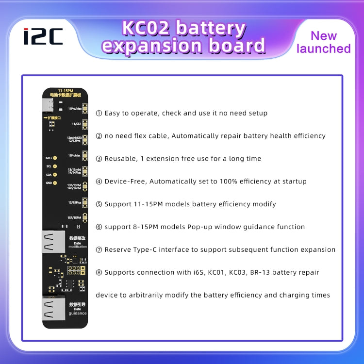 i2C KC02 Battery Data Repair Expansion Board Modifying Battery Efficiency for iPhone 11-15 Pro Max - free shipping - PMC TechLife - Order now!