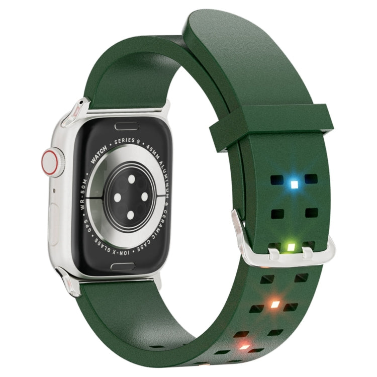 For Apple Watch Series 9 45mm Luminous Colorful Light Silicone Watch Band(Green) - Watch Bands by PMC TechLife | Online Shopping South Africa | PMC TechLife