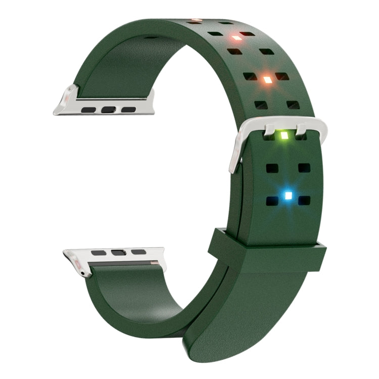 For Apple Watch Series 7 41mm Luminous Colorful Light Silicone Watch Band(Green) - Watch Bands by PMC TechLife | Online Shopping South Africa | PMC TechLife