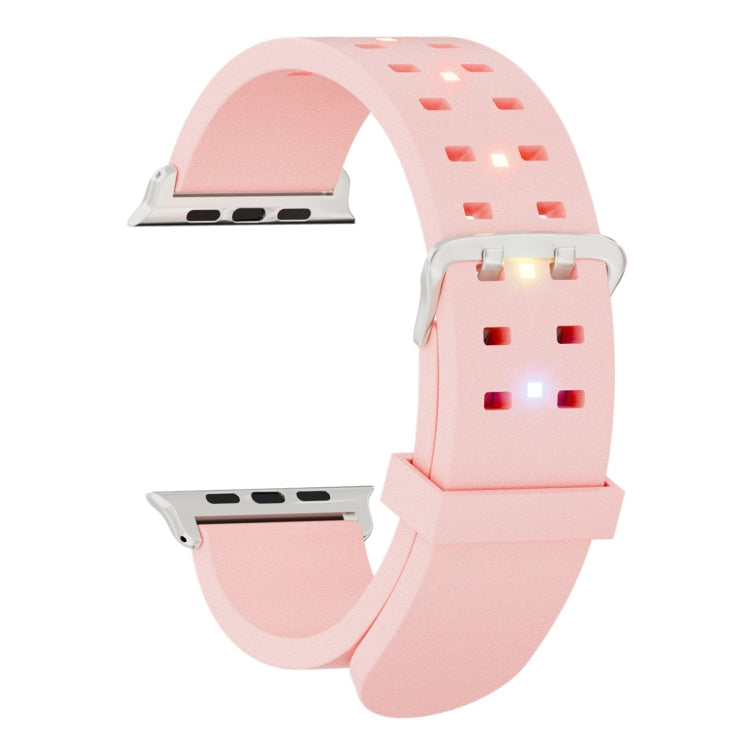 For Apple Watch Series 7 41mm Luminous Colorful Light Silicone Watch Band(Pink) - Watch Bands by PMC TechLife | Online Shopping South Africa | PMC TechLife