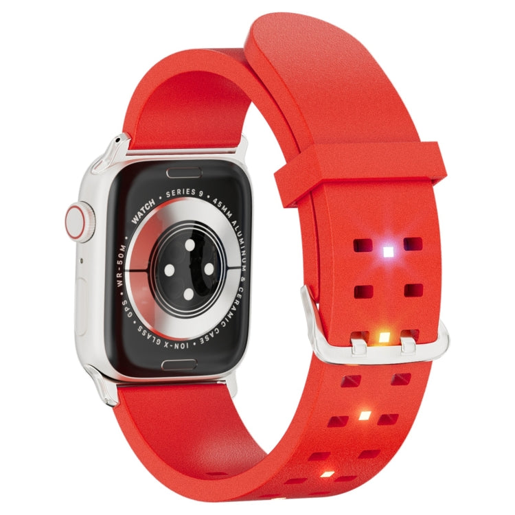 For Apple Watch SE 44mm Luminous Colorful Light Silicone Watch Band(Red) - Watch Bands by PMC TechLife | Online Shopping South Africa | PMC TechLife