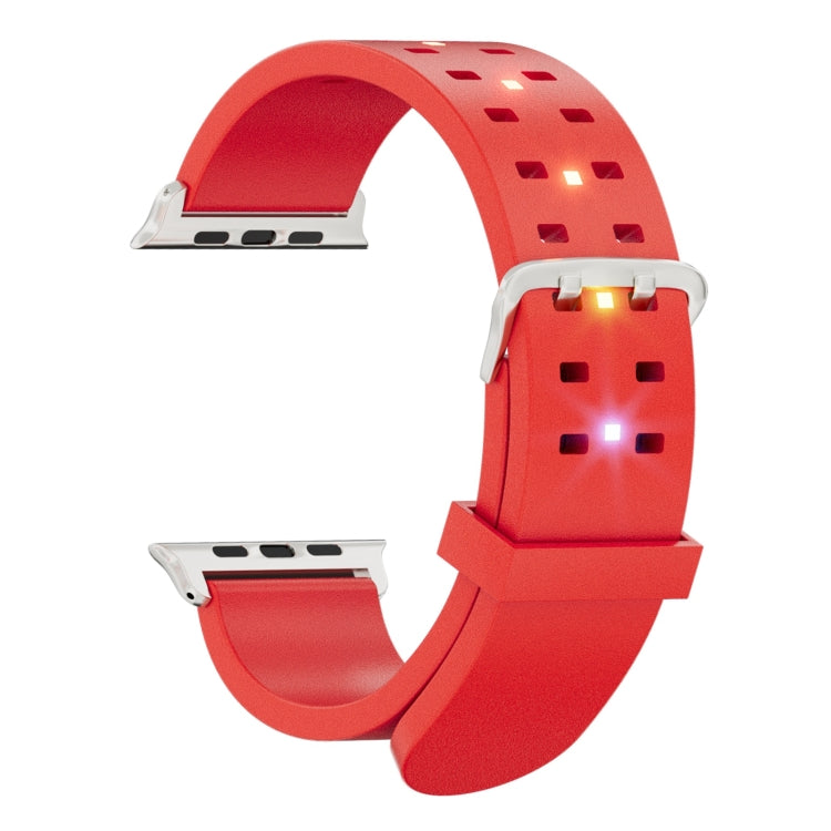 For Apple Watch Series 6 44mm Luminous Colorful Light Silicone Watch Band(Red) - Watch Bands by PMC TechLife | Online Shopping South Africa | PMC TechLife
