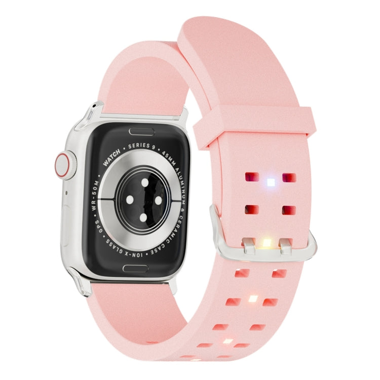 For Apple Watch Series 5 44mm Luminous Colorful Light Silicone Watch Band(Pink) - Watch Bands by PMC TechLife | Online Shopping South Africa | PMC TechLife
