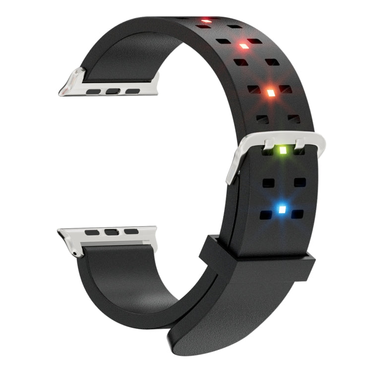 For Apple Watch Series 3 38mm Luminous Colorful Light Silicone Watch Band(Black) - Watch Bands by PMC TechLife | Online Shopping South Africa | PMC TechLife