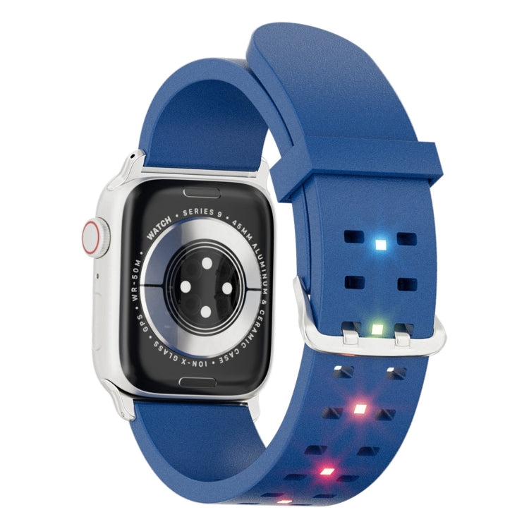 For Apple Watch Series 3 42mm Luminous Colorful Light Silicone Watch Band(Blue) - Watch Bands by PMC TechLife | Online Shopping South Africa | PMC TechLife