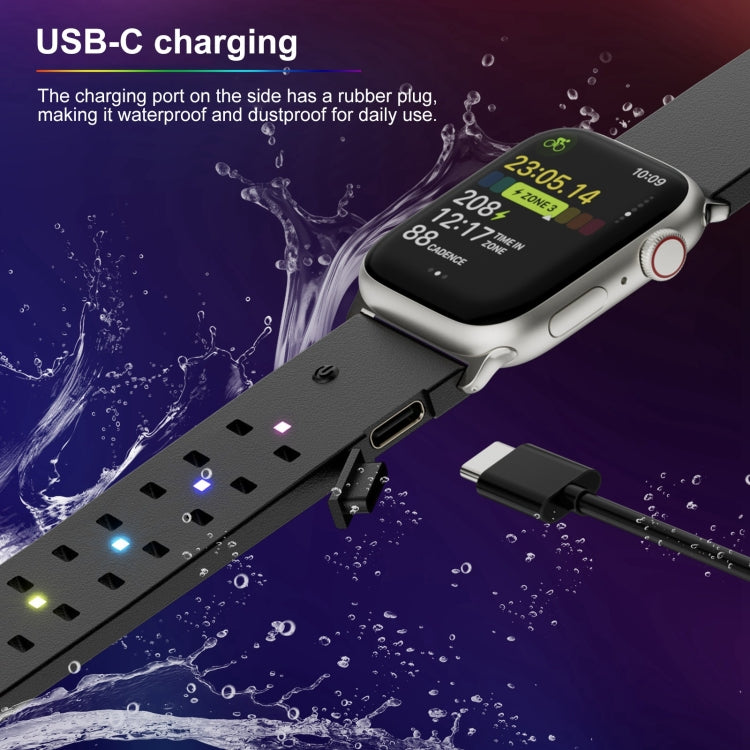 For Apple Watch Series 8 45mm Luminous Colorful Light Silicone Watch Band(Black) - Watch Bands by PMC TechLife | Online Shopping South Africa | PMC TechLife
