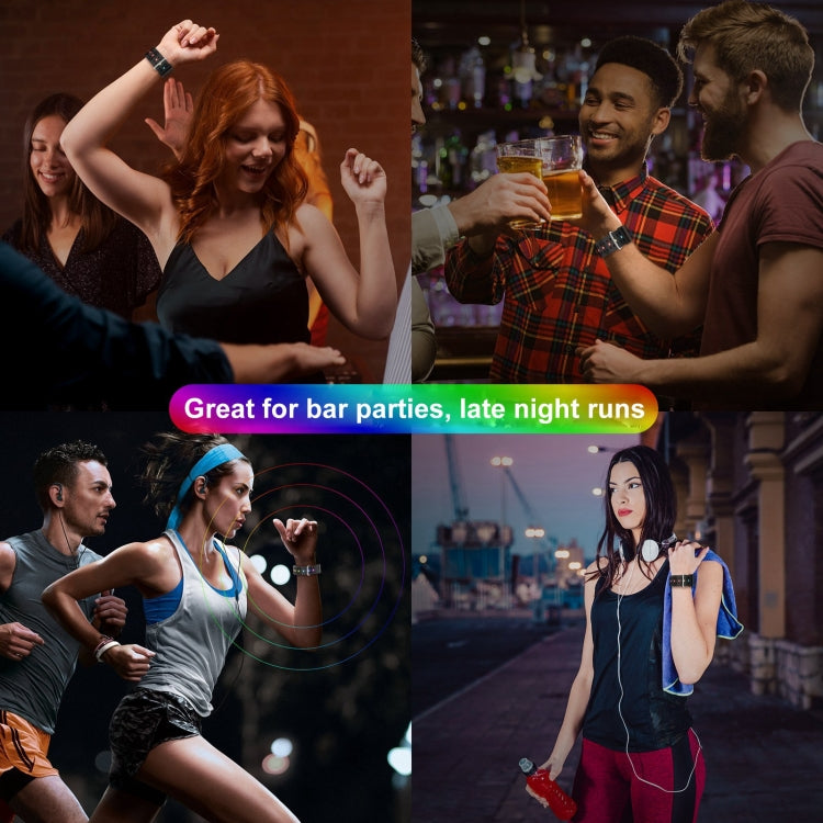 For Apple Watch Series 8 45mm Luminous Colorful Light Silicone Watch Band(Black) - Watch Bands by PMC TechLife | Online Shopping South Africa | PMC TechLife