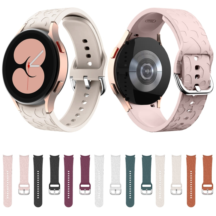 For Samsung Galaxy Watch 6 Leopard Print Embossed Silicone Watch Band(Black) - Watch Bands by PMC TechLife | Online Shopping South Africa | PMC TechLife