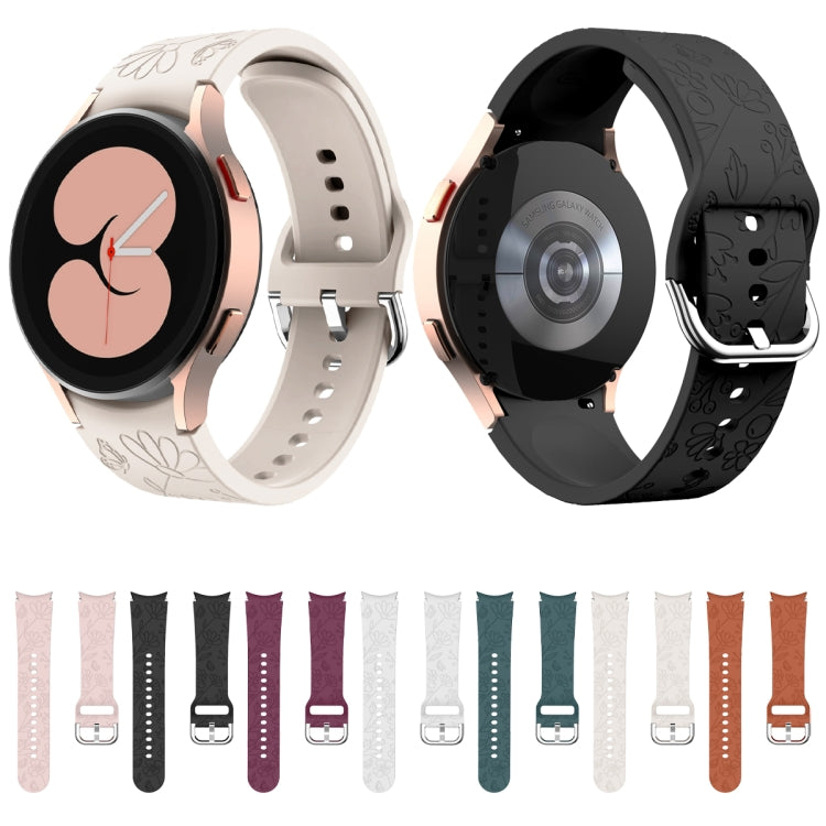 For Samsung Galaxy Watch 6 Butterfly Flower Embossed Silicone Watch Band(Black) - Watch Bands by PMC TechLife | Online Shopping South Africa | PMC TechLife