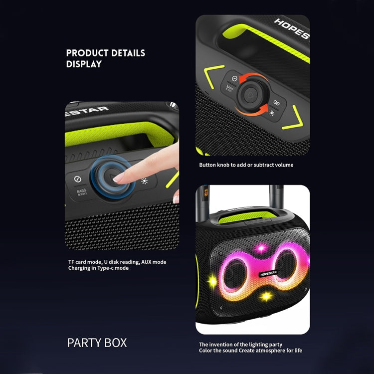 HOPESTAR Party Box 120W Karaoke Bluetooth Speaker with 2 Microphones(Navy Blue) - free shipping - PMC Jewellery - Order now!