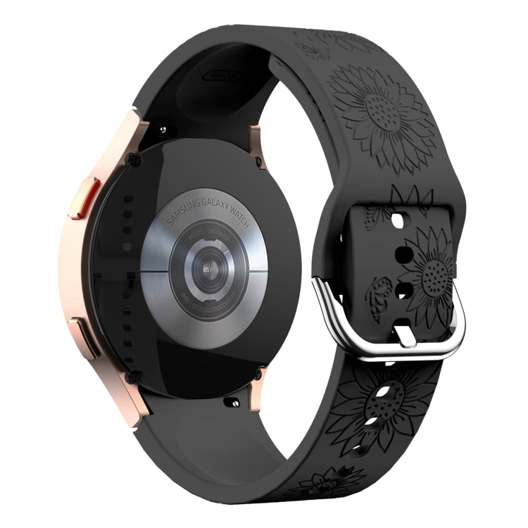 For Samsung Galaxy Watch 6 Sunflower Pattern Embossed Silicone Watch Band(Black) - Watch Bands by PMC TechLife | Online Shopping South Africa | PMC TechLife