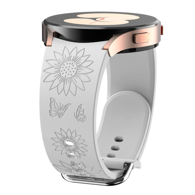 For Samsung Galaxy Watch 6 Sunflower Pattern Embossed Silicone Watch Band(Light Grey) - Watch Bands by PMC TechLife | Online Shopping South Africa | PMC TechLife