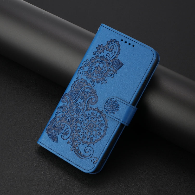 For Tecno Spark Go 2024 Datura Flower Embossed Flip Leather Phone Case(Blue) - Tecno Cases by PMC Jewellery | Online Shopping South Africa | PMC Jewellery | Buy Now Pay Later Mobicred