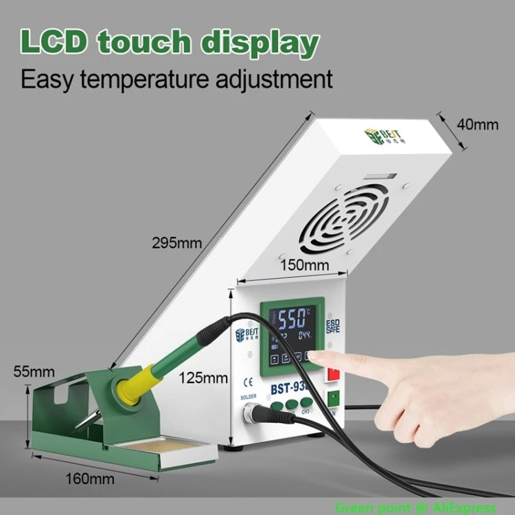 BEST BST-938 LED Electric Iron Smoking Instrument Smoke Purifier Soldering Station with Exhaust Fan, EU Plug - free shipping - PMC TechLife - Order now!