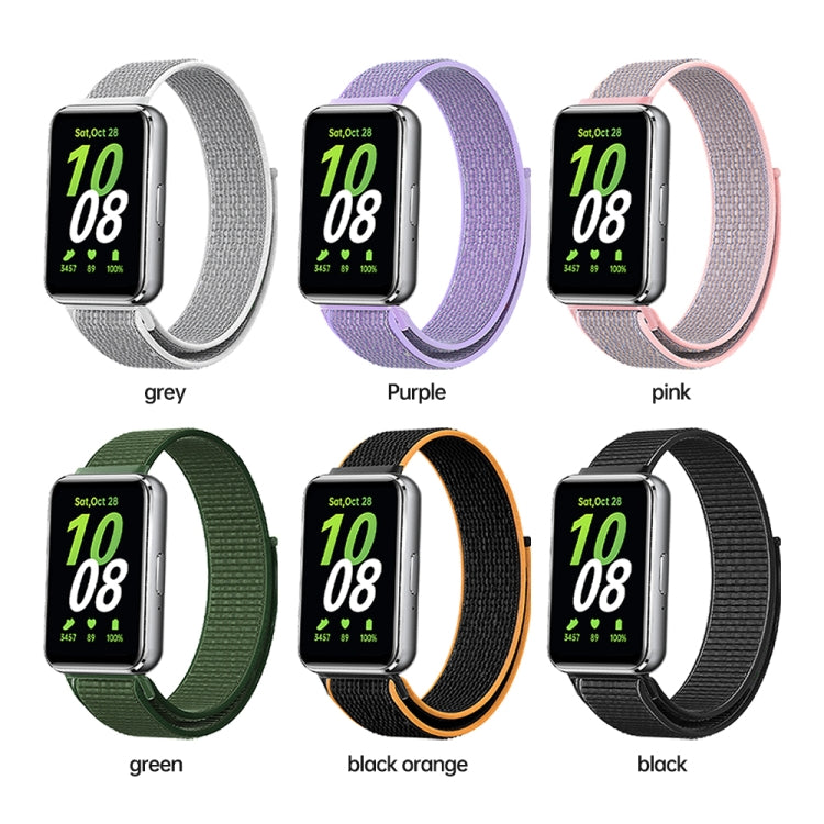 For Samsung Galaxy Fit 3 Woven Nylon Loop Watch Band(Black Orange) - Watch Bands by PMC TechLife | Online Shopping South Africa | PMC TechLife
