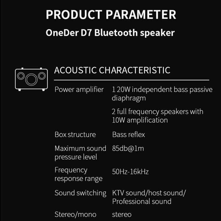 Oneder D7 Bluetooth Speaker Outdoor Karaoke Wireless Speakers With Two Mic(Black) - free shipping - PMC Jewellery - Order now!