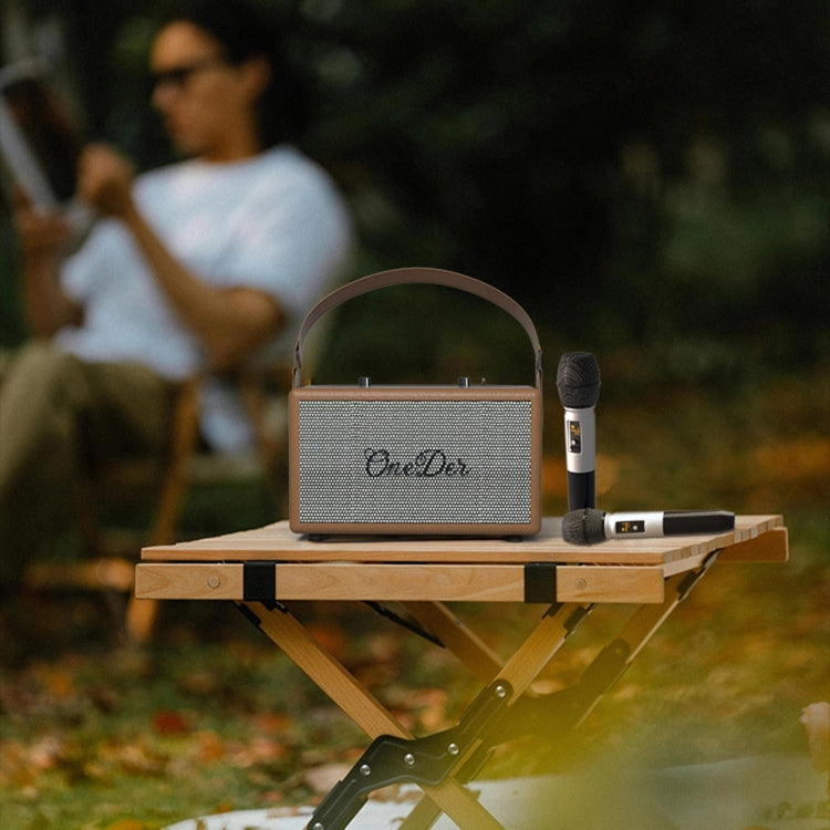 Oneder D7 Bluetooth Speaker Outdoor Karaoke Wireless Speakers With Two Mic(Cyan) - free shipping - PMC Jewellery - Order now!