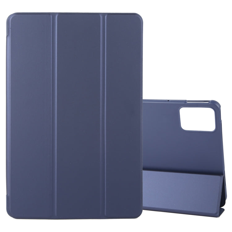 For Lenovo Tab M11/ Xiaoxin Pad 11 2024 Tri-fold Silicone Leather Tablet Case(Dark Blue) - Lenovo by PMC Jewellery | Online Shopping South Africa | PMC Jewellery | Buy Now Pay Later Mobicred